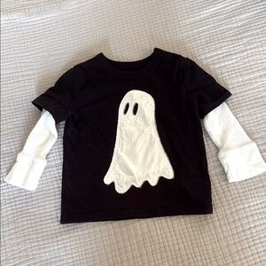 Black Ghost Aplique Long Sleeve Shirt Glow in the Dark